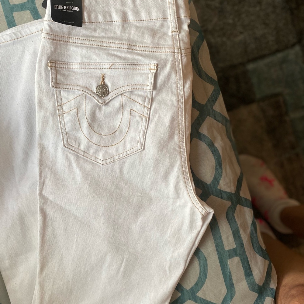 True Religion Women's Cream Boot Cut Jeans